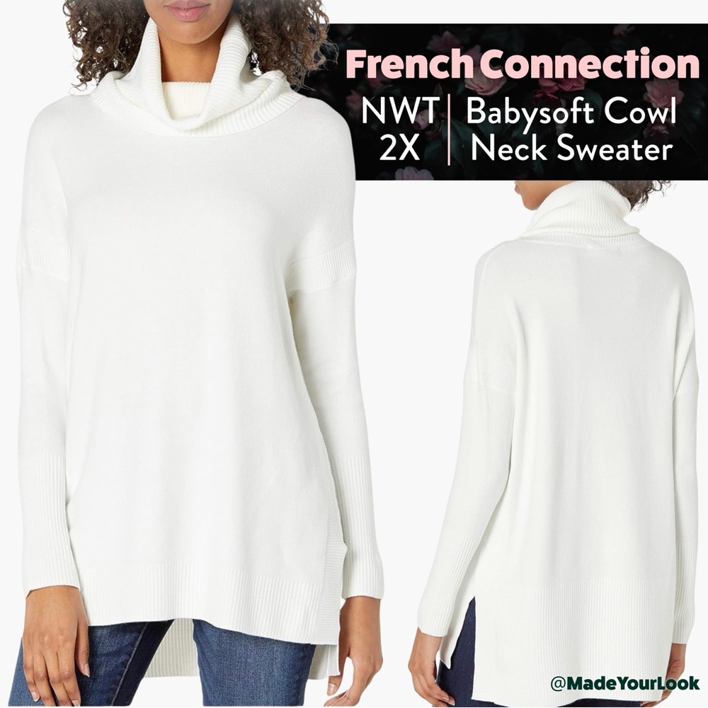 ✨NWT!✨ FRENCH CONNECTION Babysoft Cowl Neck Jumper Winter White – Women’s 2X NWT